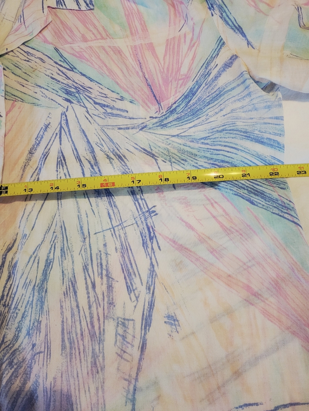 Vintage 70's Cape Cod Matchmate pastel brushstroke-style Print Shirt Size M/L - Picture 9 of 11
